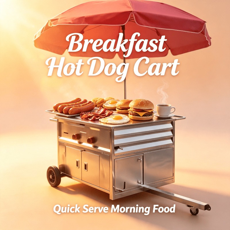 Hot Dog Vending Cart - コンパクトモバイルスナックフードカート、ホイール付きホットドッグスタンド、屋台販売トロリー、バーガー、揚げ物、海鮮、屋外販売用、カスタマイズ可能