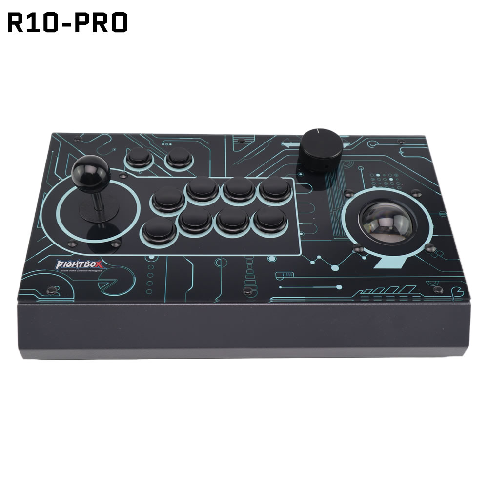 Trackball Controller Arcade - FightBox R10-PRO アーケードファイトスティック（トラックボール＆スピナー付き）GP2040-CE Raspberry Pico レトロゲームコントローラー（PC、PS4、SWITCH対応）