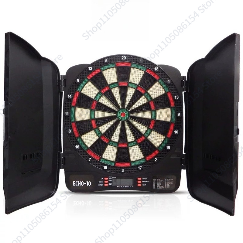 Electronic Dartboard Cabinet - 大人と子供向けのソフトセーフティダーツボードセット、電子自動スコアリング機能付き、キャビネットドアスタイル
