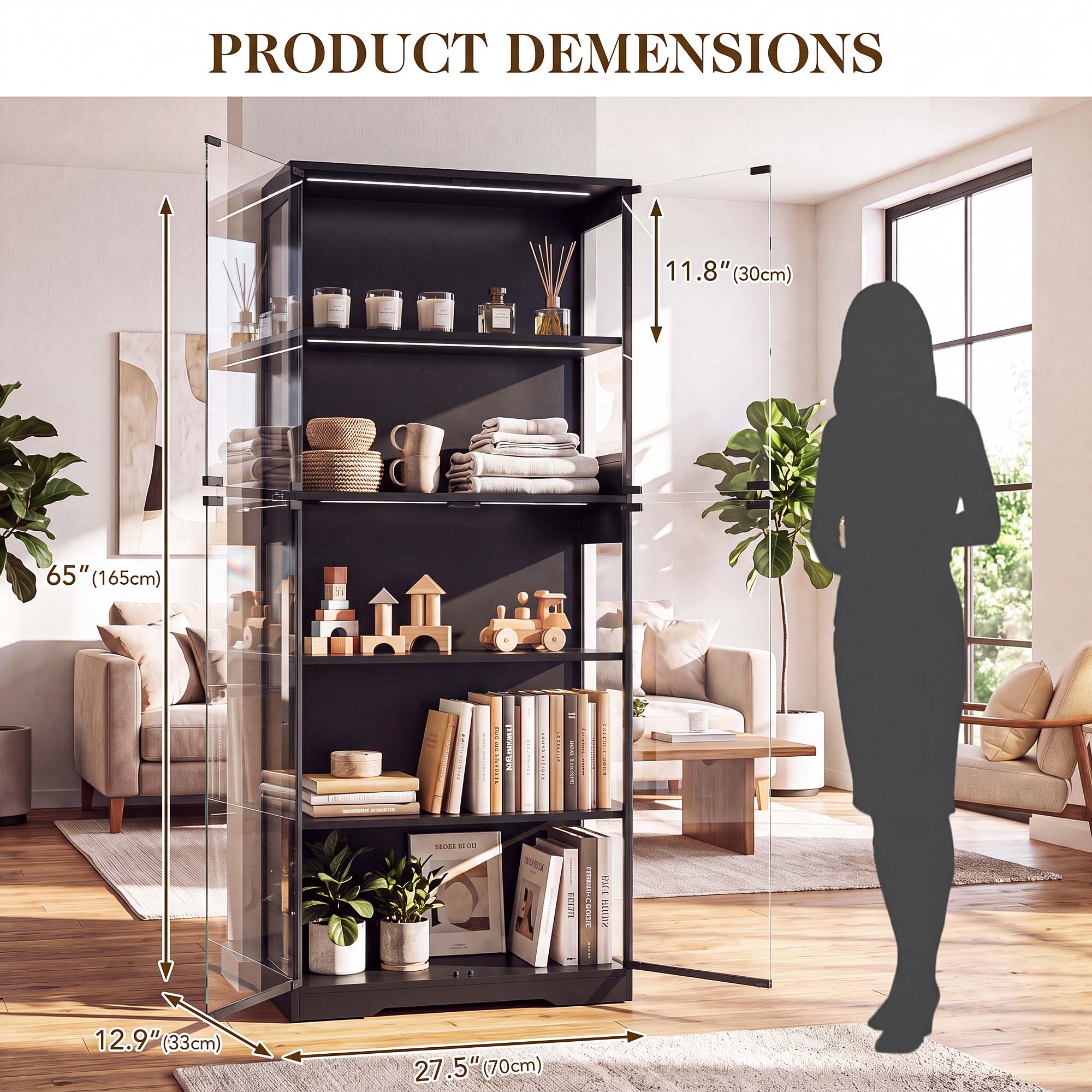TCGBKAF 5段ディスプレイキャビネット、ガラス扉、モー - Glass Cabinet Display のレビューと価格