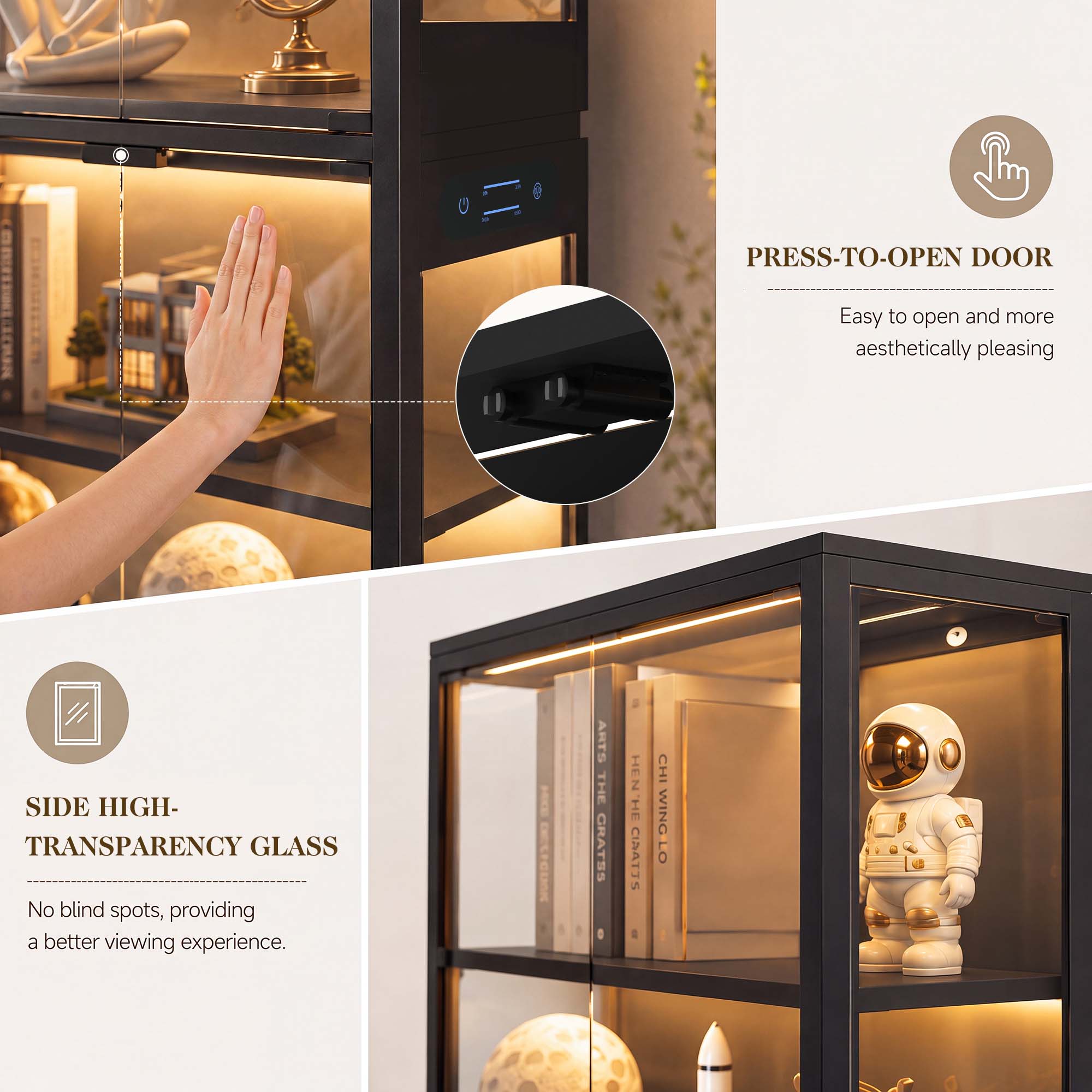 TCGBKAF 5段ディスプレイキャビネット、ガラス扉、モー - Glass Cabinet Display のレビューと価格