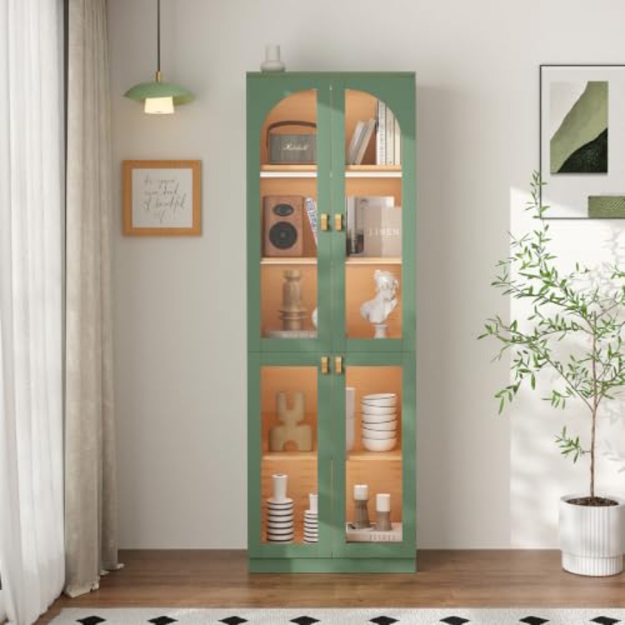 リビングルーム用オフィスキュリオキャビネット、強化ガラス扉付 - Glass Cabinet Display のレビューと価格
