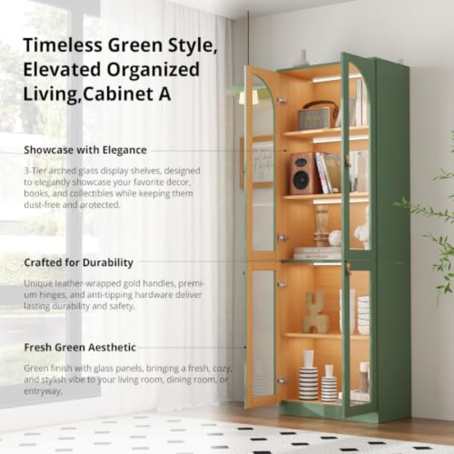 リビングルーム用オフィスキュリオキャビネット、強化ガラス扉付 - Glass Cabinet Display のレビューと価格