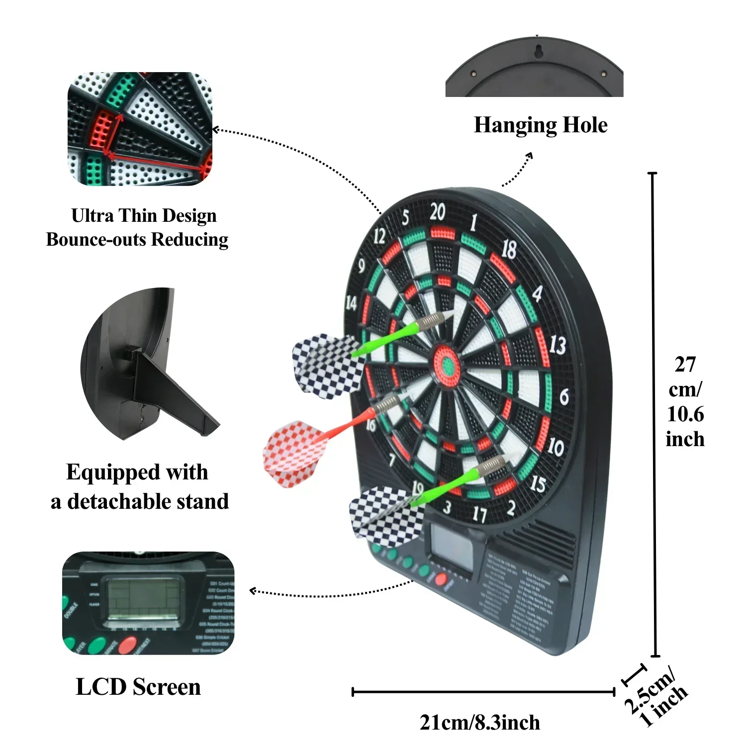 ポータブル電子ダーツボード - 壁掛け＆卓上スタンドデザイン - Electronic Dartboard Cabinet のレビューと価格