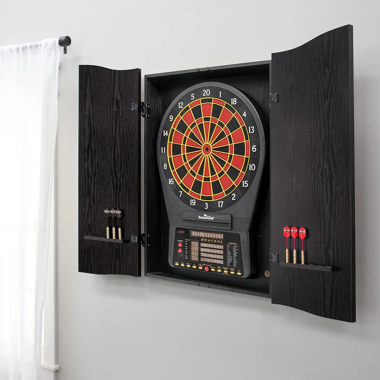 ブラッククリケットプロダーツボードキャビネット |   アラ - Electronic Dartboard Cabinet のレビューと価格