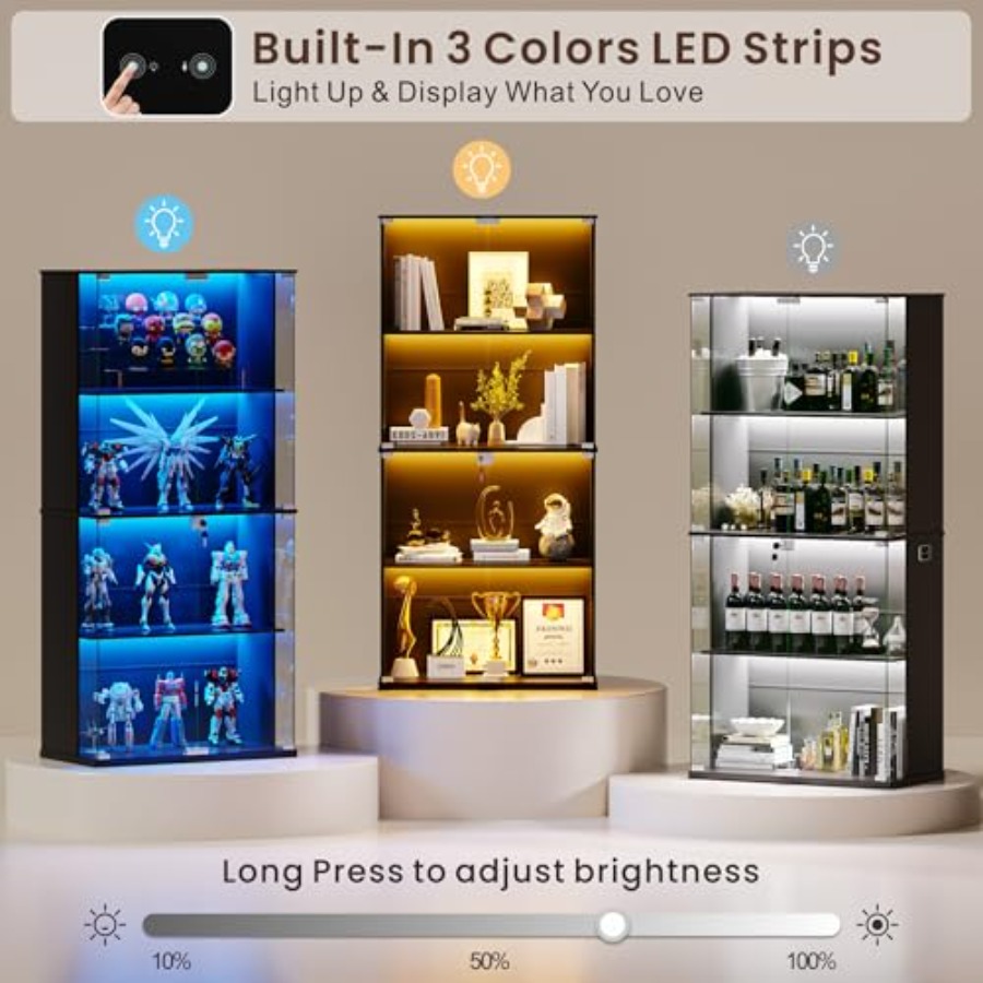 ガラス扉付きブラックディスプレイキャビネット、リビングルーム - Glass Cabinet Display のレビューと価格