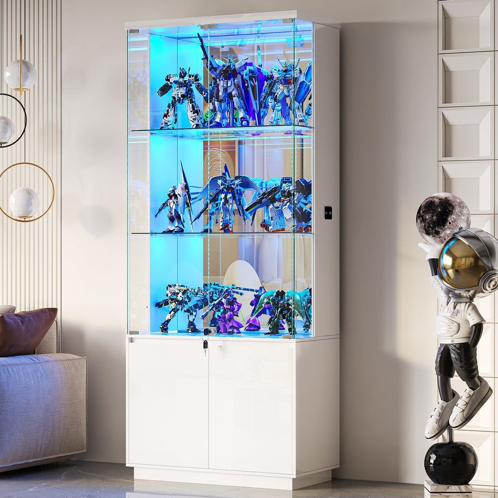 71インチの背の高いガラス扉付きディスプレイキャビネット、モ - Glass Cabinet Display のレビューと価格